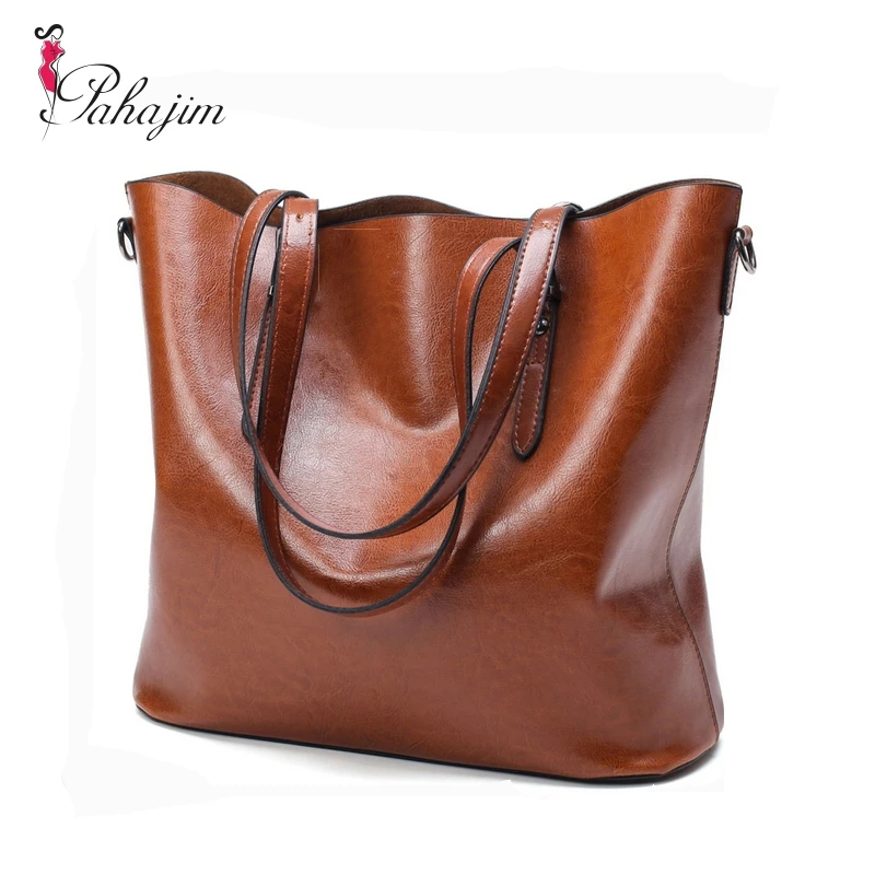

Pahajim Women Handbag PU Oil Wax Leather Women Bag Large Capacity Tote Bag Big Ladies Shoulder Bags Famous Brand Bolsas Feminina