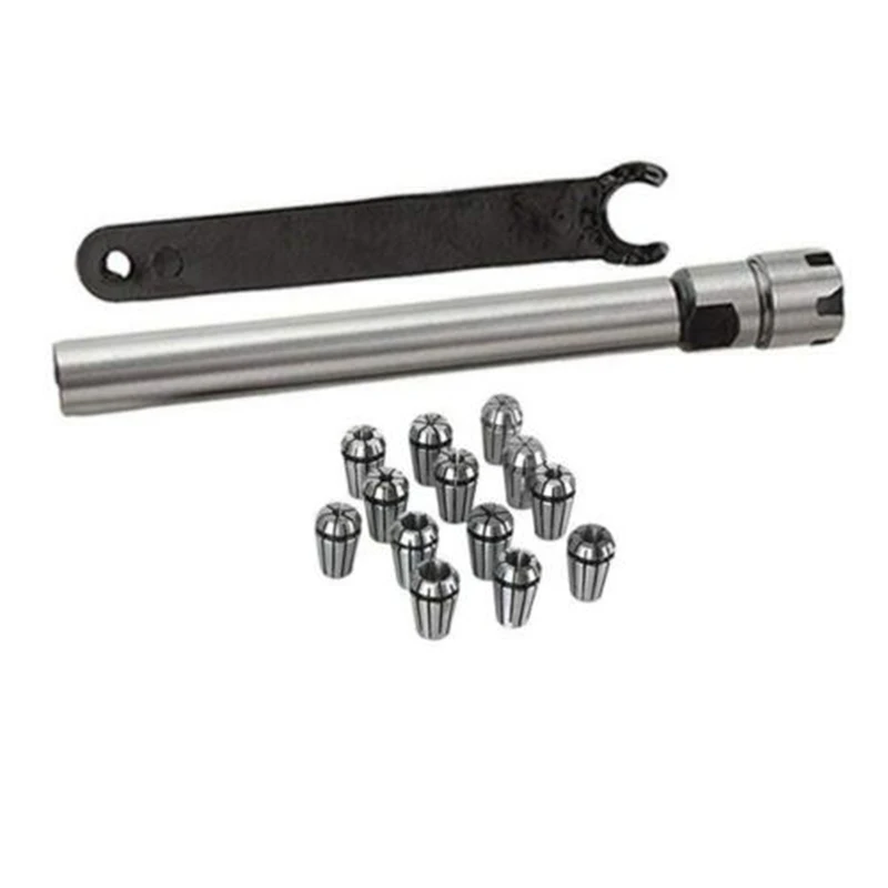 

15pcs Tool Set Straight Shank Chuck+ Wrench Steel ER11 Spring Collet + CNC Mill C12-ER11M-100L