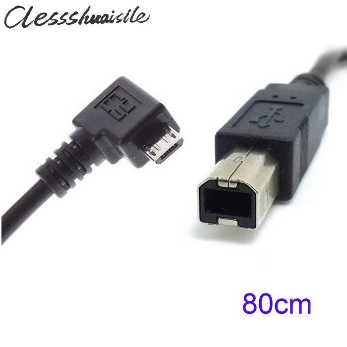 30 см 60 см 80 см правый и левый Угловой 90 градусов Micro USB OTG для стандартного B типа принтера сканер кабель жесткого диска