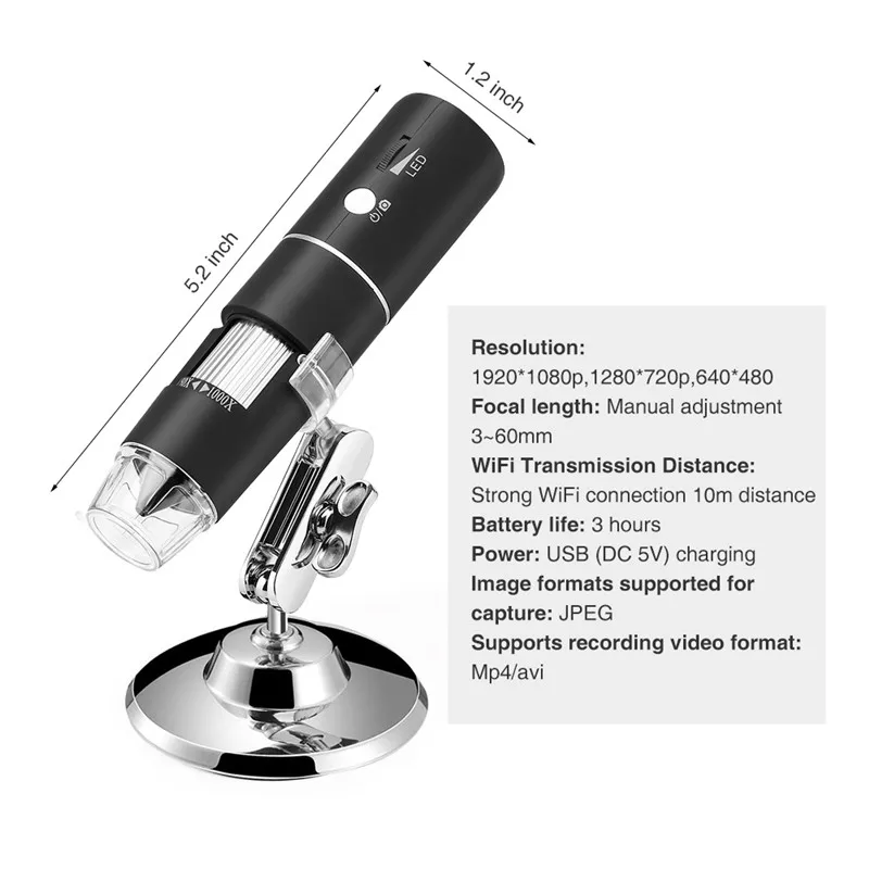 USB Digital Microscope 1000X 8 LED Light WIFI HD Pixel Microscopio movi Endoscope Magnifier Camera For Android iOS Phones iPad (9)