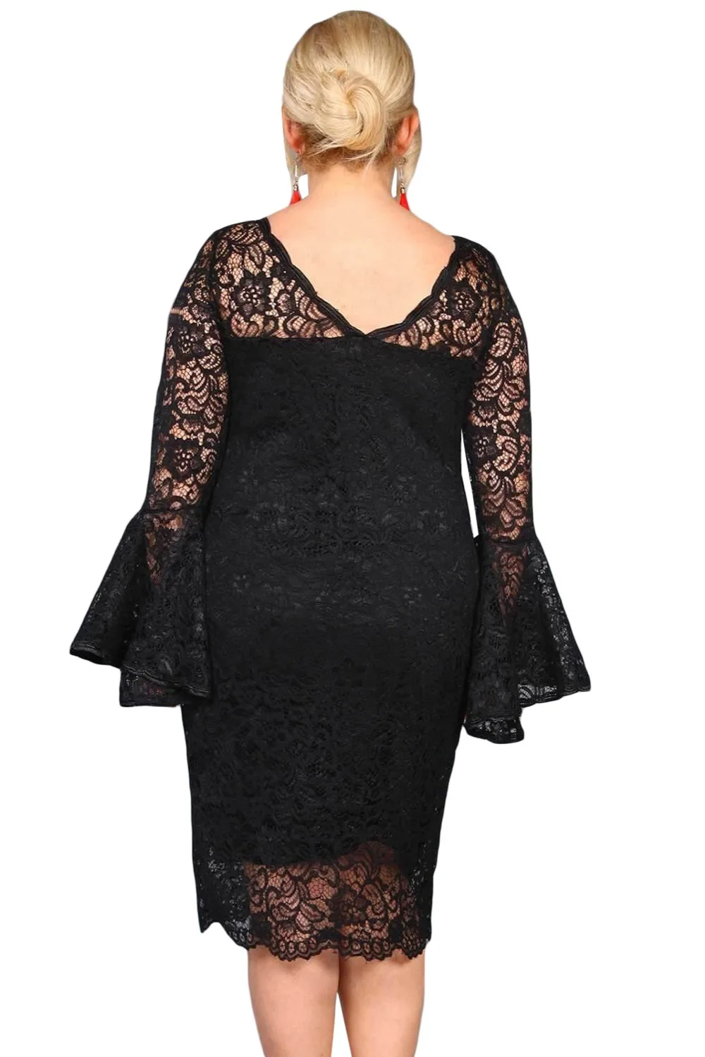 Black-Plus-Size-Flared-Sleeve-Lace-Dress-LC610501-2-2