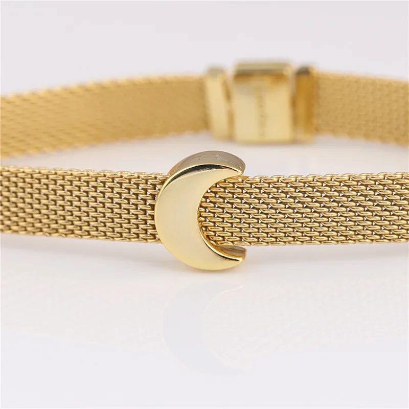

The new R series 925 sterling silver original charm Golden moon clip charm for women's braided chain