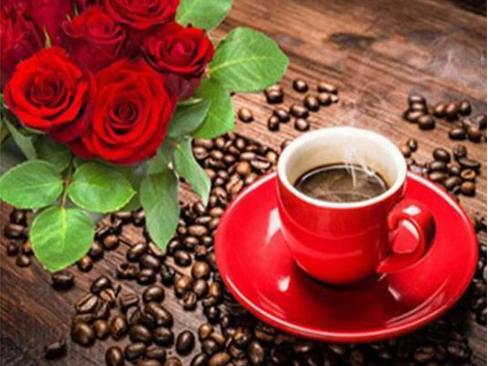 zhuistar 3D Rhinestone Painting Crystal Home Decor DIY Diamond Cross Stitch &quotCoffee&ampRose&quot Pattern Embroidery | Дом и сад