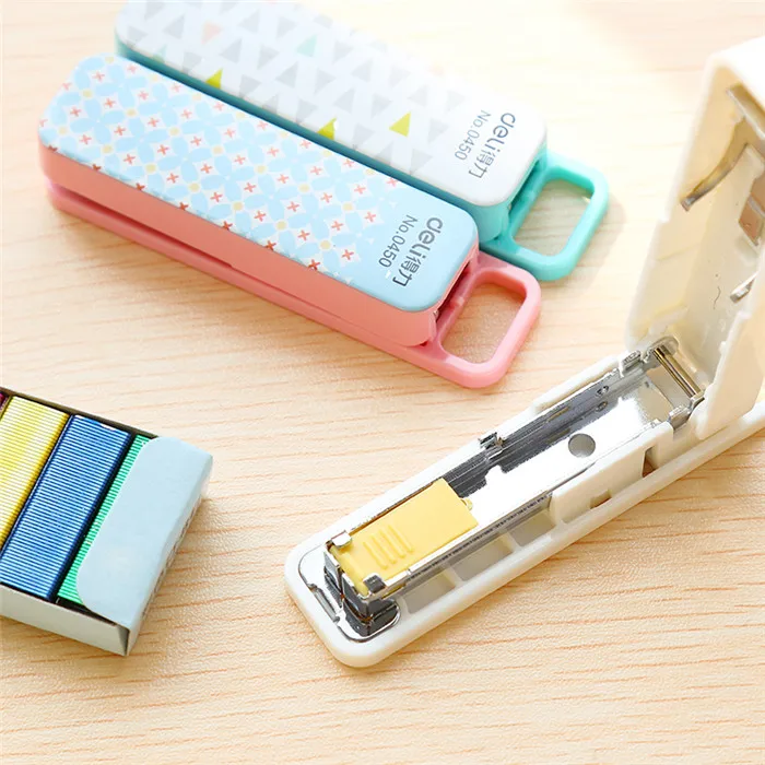 Geometric Manual Mini Stapler No. 10 Color Staples Set Stationery Office Accessories School Supplies Grapadora Papelaria  (6)