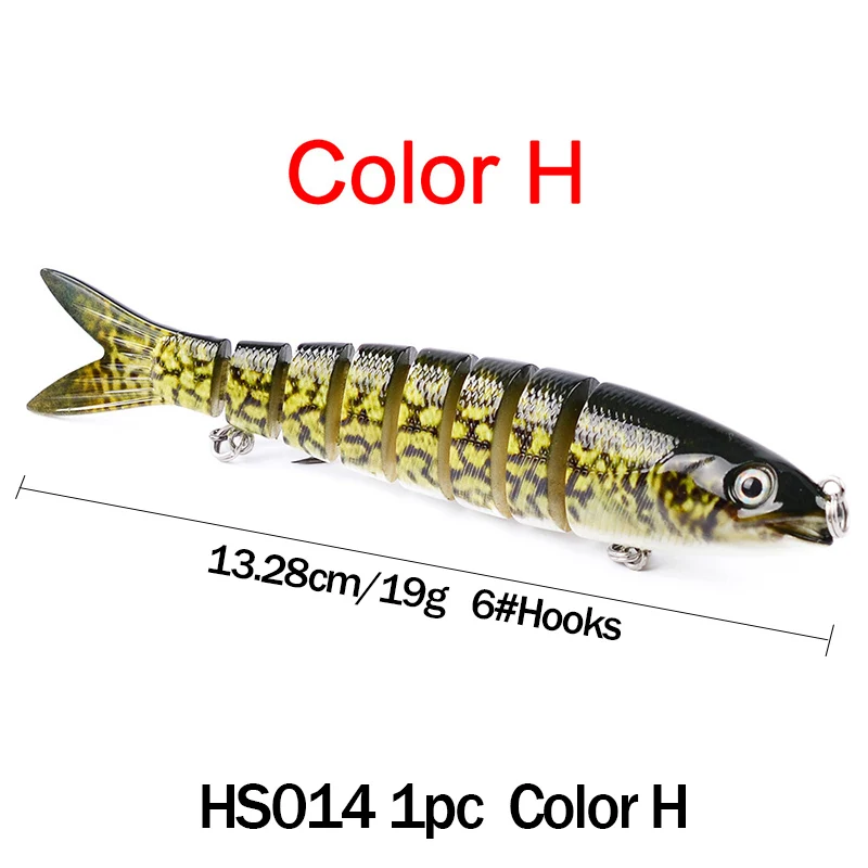 PROBEROS Мульти соединенная Щука жесткая приманка для рыбалки 8 сегментов 13 см тонущий воблер искусственный Isca Swimbait для Tarpon Crankbait - Цвет: HS014-J