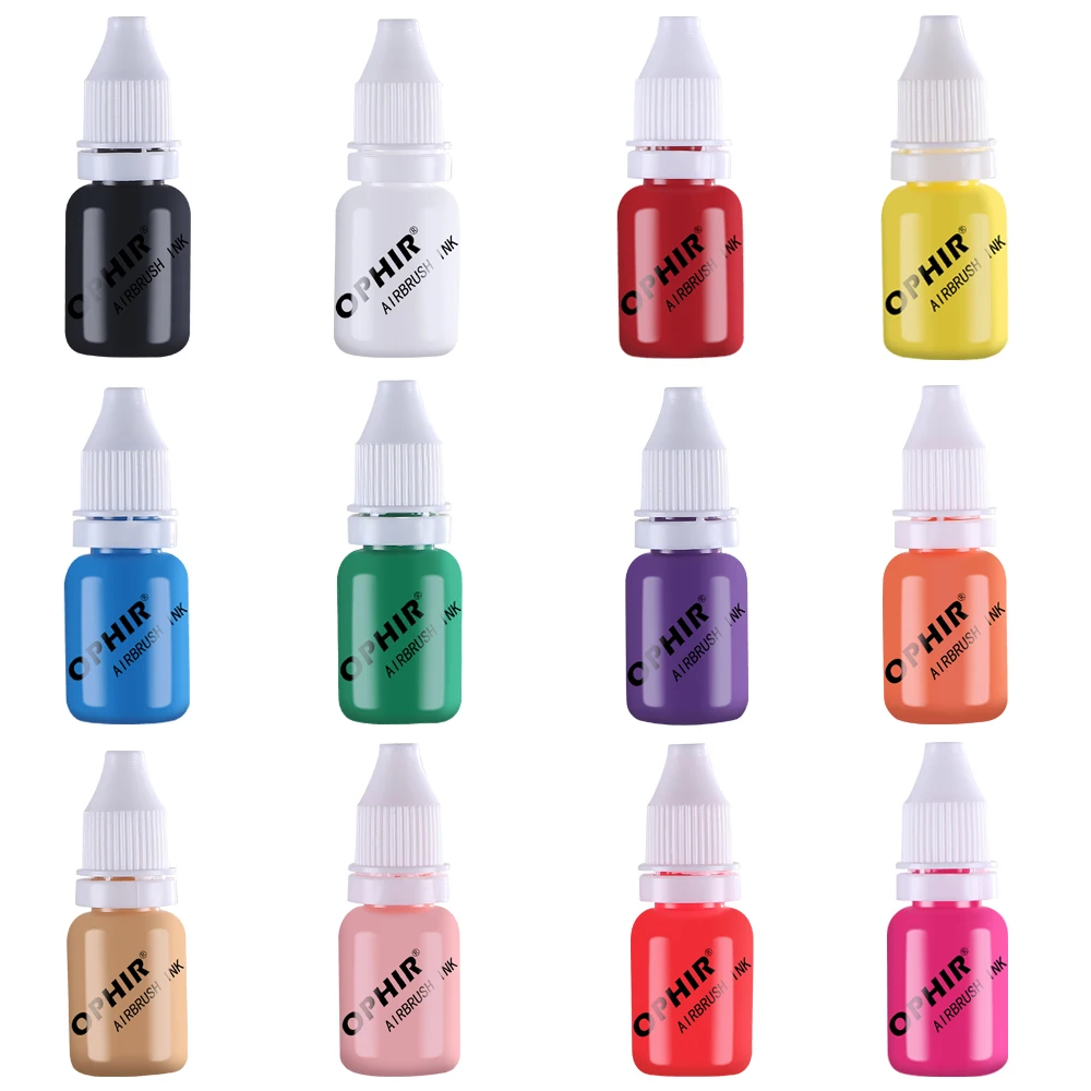 OPHIR Акриловые чернила для воды аэрограф для ногтей лак для ногтей 10 мл/бутылка временная татуировка 12 цветов пигмент для Choosing_TA098