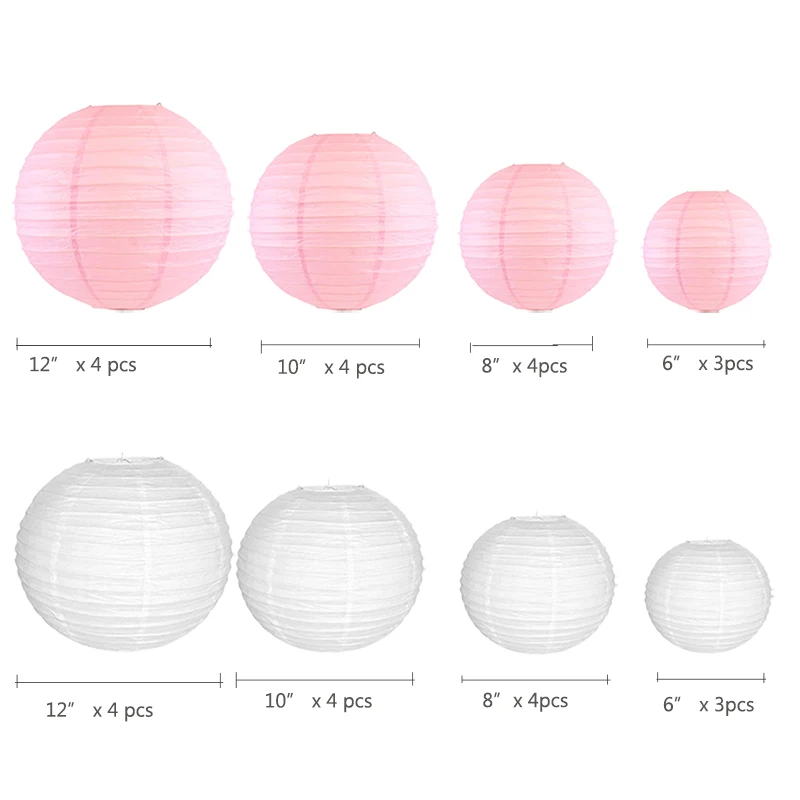 30 шт. в наборе белый и светло-розовый Китайский бумажный фонарь lampion различные размеры круглый бумажный фонарь свадебные подвесные украшения для вечеринки