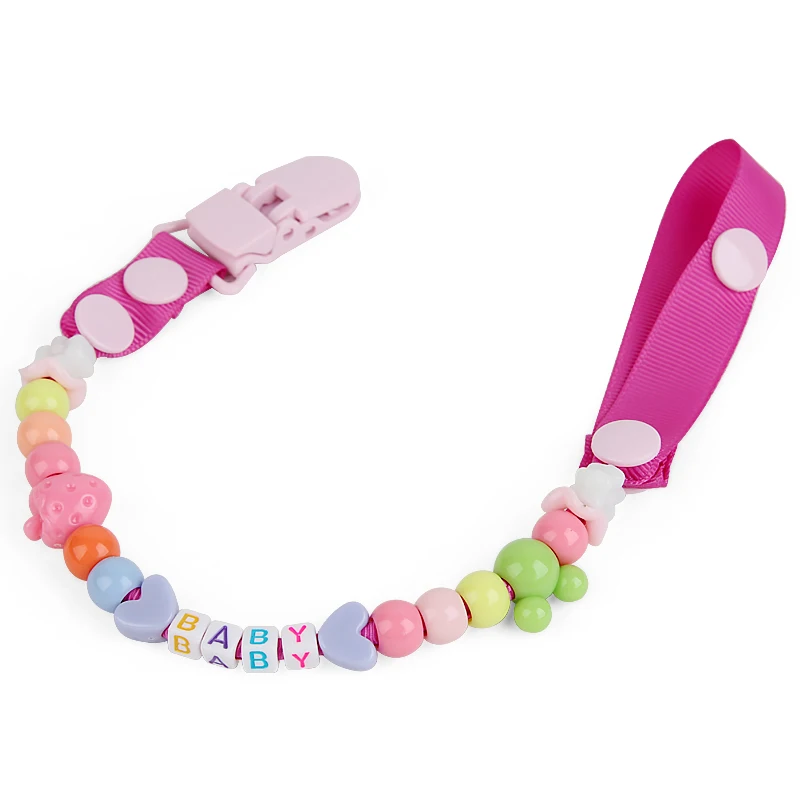 DIY Customed name Pacifier clips Holder chains for nipples personalized colorful Silicon beads baby teeth chew toy