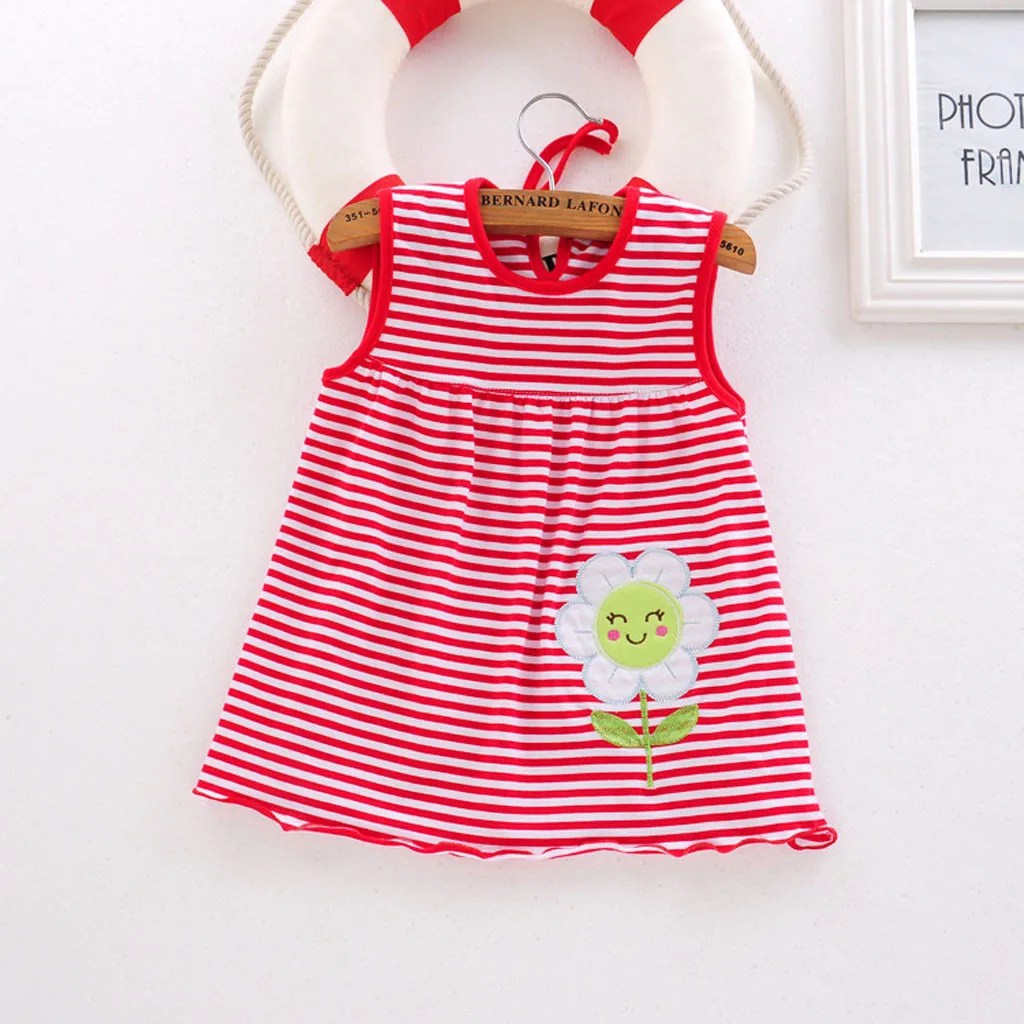 

Toddler Cute Baby Cotton Flower Children Dot Striped Tees Dress T-Shirt Vest dress for girls fluffy dress elegant for girls