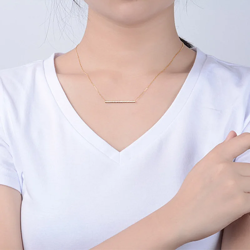 

Simple 1PC Alloy Geometry Straight Bar Balance Wood Pendant Link Chain Short Choker Necklace For Women Fashion Jewelry Gift