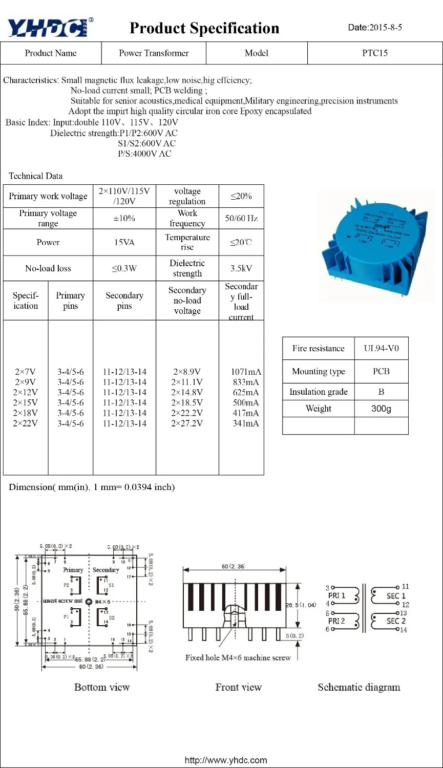 PTC15 для аудио использования мощность 15VA 2*115 в 2*15 в тороидальный трансформатор, Инкапсулированный трансформатор сварочный трансформатор ПП