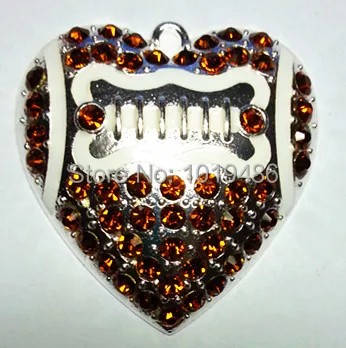

45 mm10pcs/lot Silver Zinc alloy rhinestone Heart-shaped rugby Pendant for Jewelry Necklace DIY