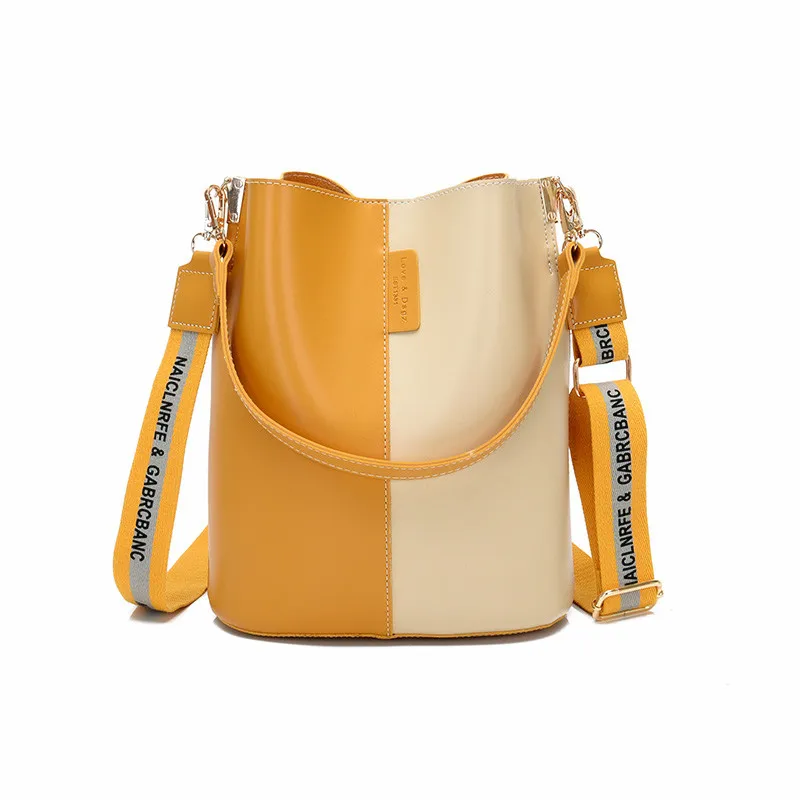 

Brand design women shoulder bag Large capacity Color matching bucket Handbags Quality PU leather Women's Totes Shopping Bag bols