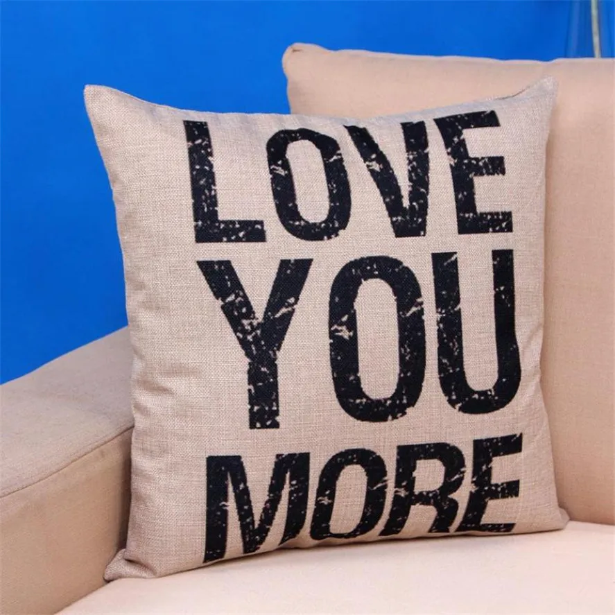 Новый 1 шт. &quotLove you more&quot хлопок и лен наволочка квадратная 45*45 см лучший
