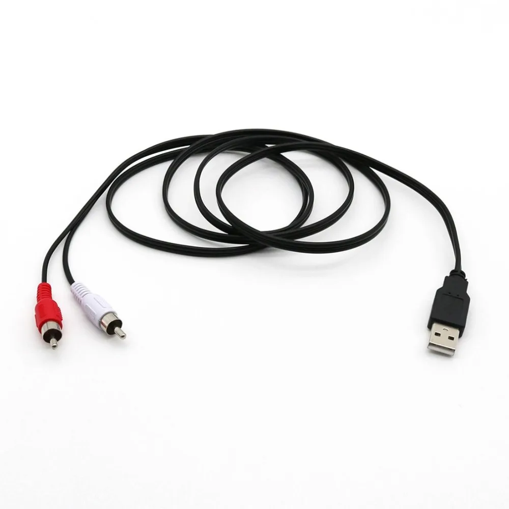 Портативный USB A штекер 2X RCA Phono AV кабель Ведущий ПК ТВ Aux аудио видео адаптер к 2RCA