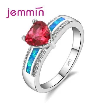

Heart Style Blue Fire Opal Ring Male Female Infinity Ring 925 Sterling Silver Wedding Rings Fashion Jewelry