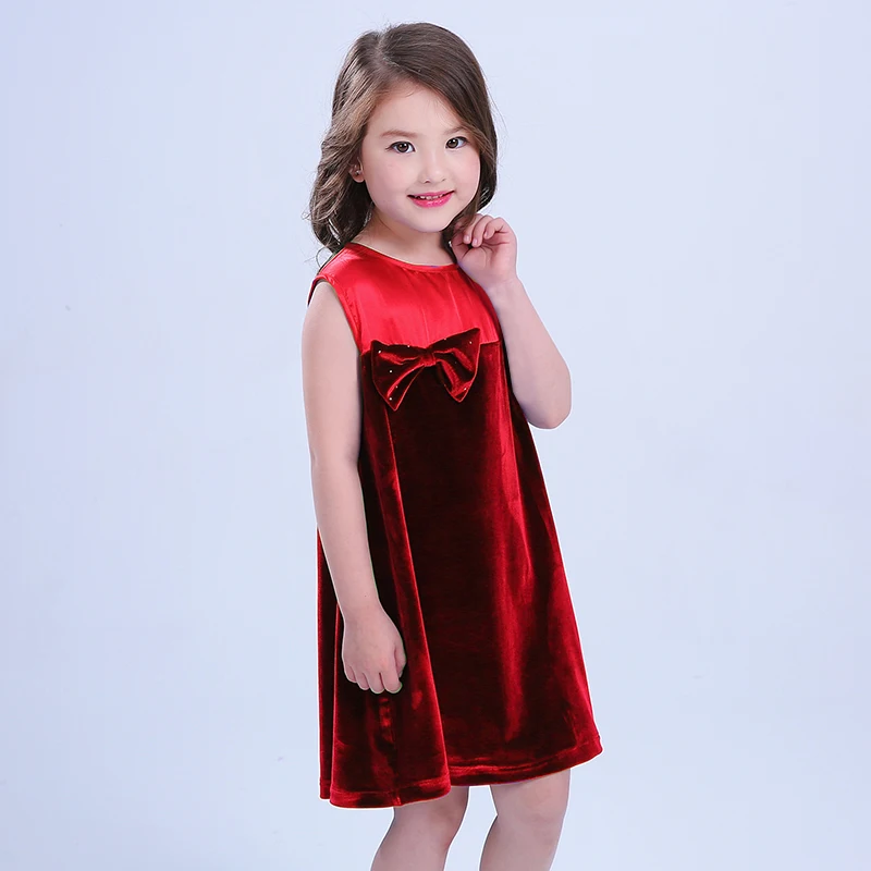 Fashion-Children-Girls-Summer-Velvet-Dress-Sleeveless-Bow-A-line ...