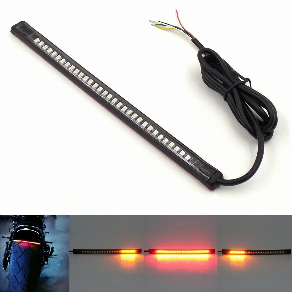 

Motorcycle Light Bar Strip Tail Brake Stop Turn Signal License Plate Light Integrated 3528 SMD 32 LED Red Amber Color