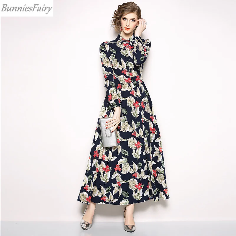 BunniesFairy 2018 Осень Зима Новое Женское платье в стиле знаменитостей тропические