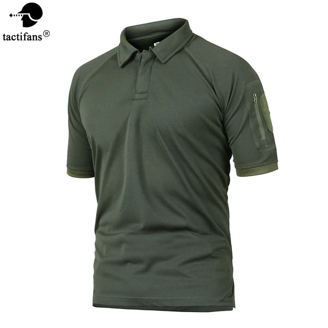 Тактильные Мужские футболки в стиле милитари камуфляжные тактические рубашки поло летние мужские дышащие быстросохнущие рубашки в охотничьем стиле - Цвет: Army Green
