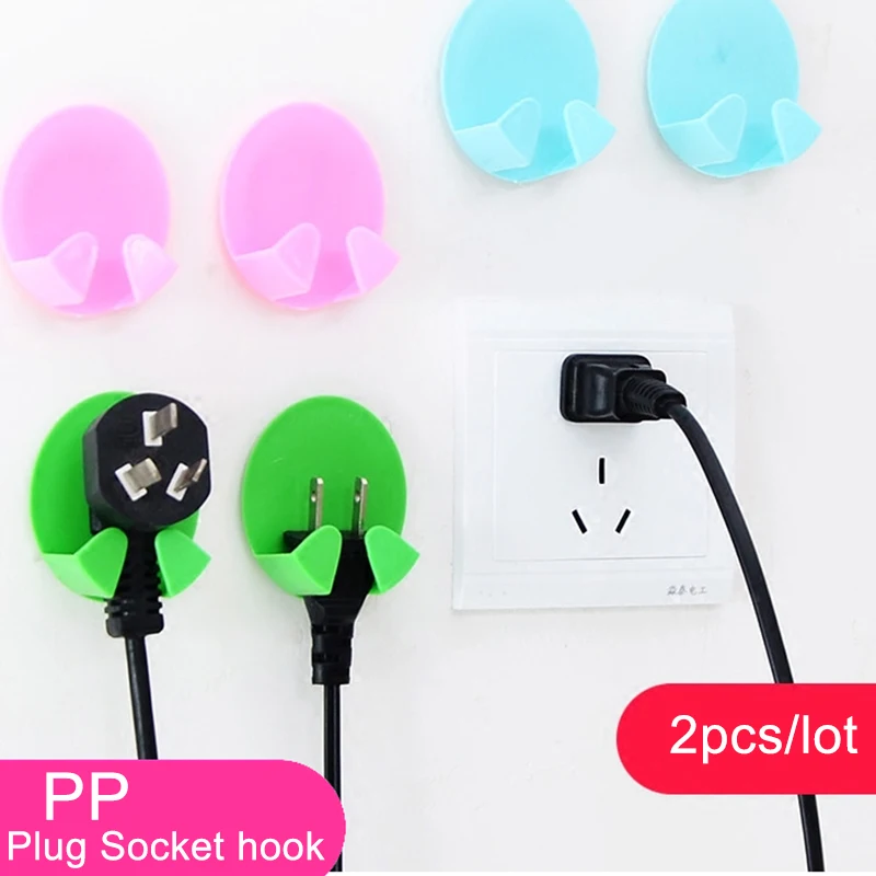 

2pcs/lot Cartoon Power Plug Socket Hook Multifunction Kitchen Bathroom Wall Door Plastic Towel Super Strong Stick Hooks