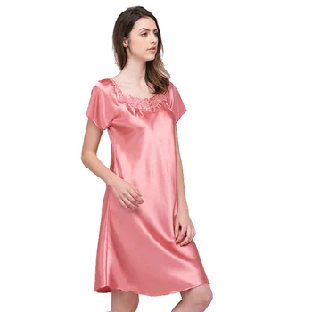 

Hot Pink Fashion Summer Lace Nightgowns Sleepshirts Rayon Lady Dressing Gown Female Home Bathrobe Sleep Lounge