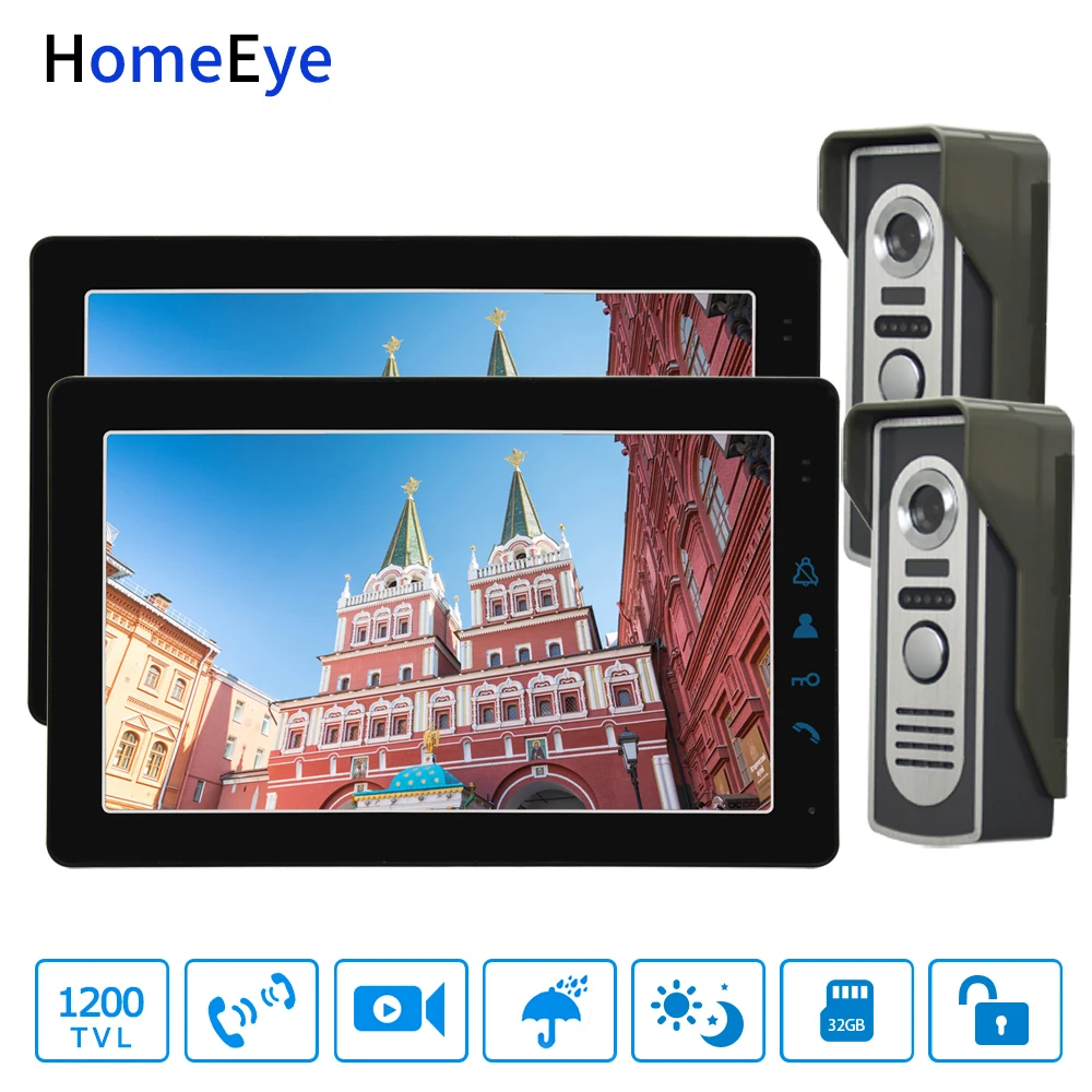 

HomeEye 9 дюймов 4 Проводной видео-телефон двери видео внутреннее ночное видение 1200TVL мульти-Язык экранного меню на многих языках записывать видео по низкой цене