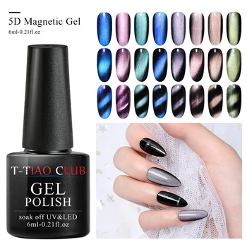 

T-TIAO CLUB 5D Cat Eye Magnet Nail Gel Enamel Magnetic UV Gel Varnish Chameleon Soak Enamel Lacquer UV Gel Nanicure Nail Art