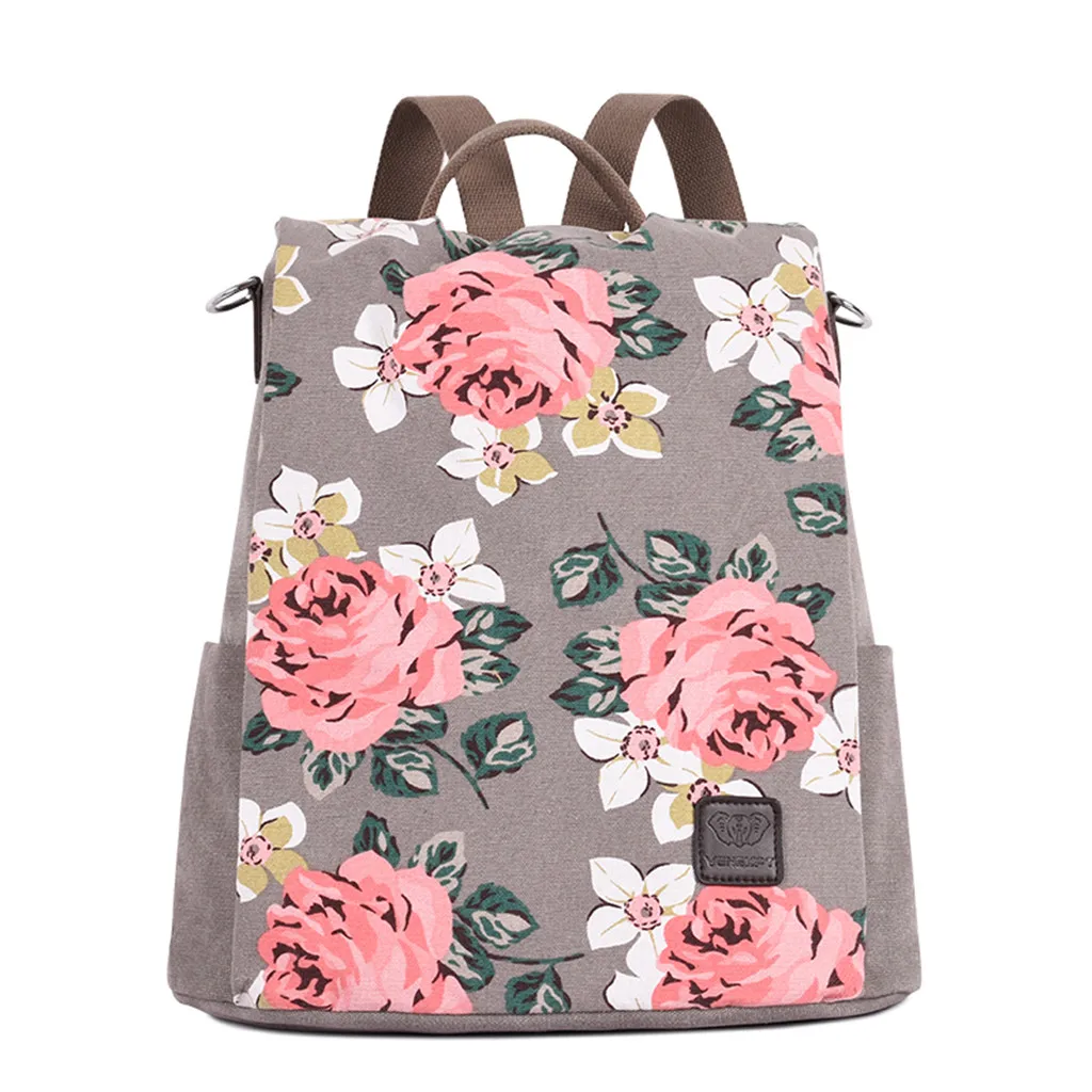 Fashion Floral Women Backpacks Canvas Travel Backpack School Bags For Girls Teenage Hot Sale Summer Student Backpack Canvas Sac
