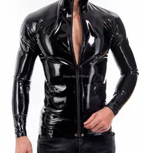 Латексные мужские топы, футболки, топы на молнии спереди, резиновая футболка, резиновый Фетиш Экзотика, топы на бретелях с молнией спереди