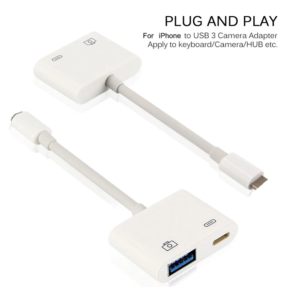 USB OTG адаптер для передачи данных для iPhone к USB камера комплект внешняя сетевая кардридер клавиатура зарядный адаптер для iPhone X 6 7 8