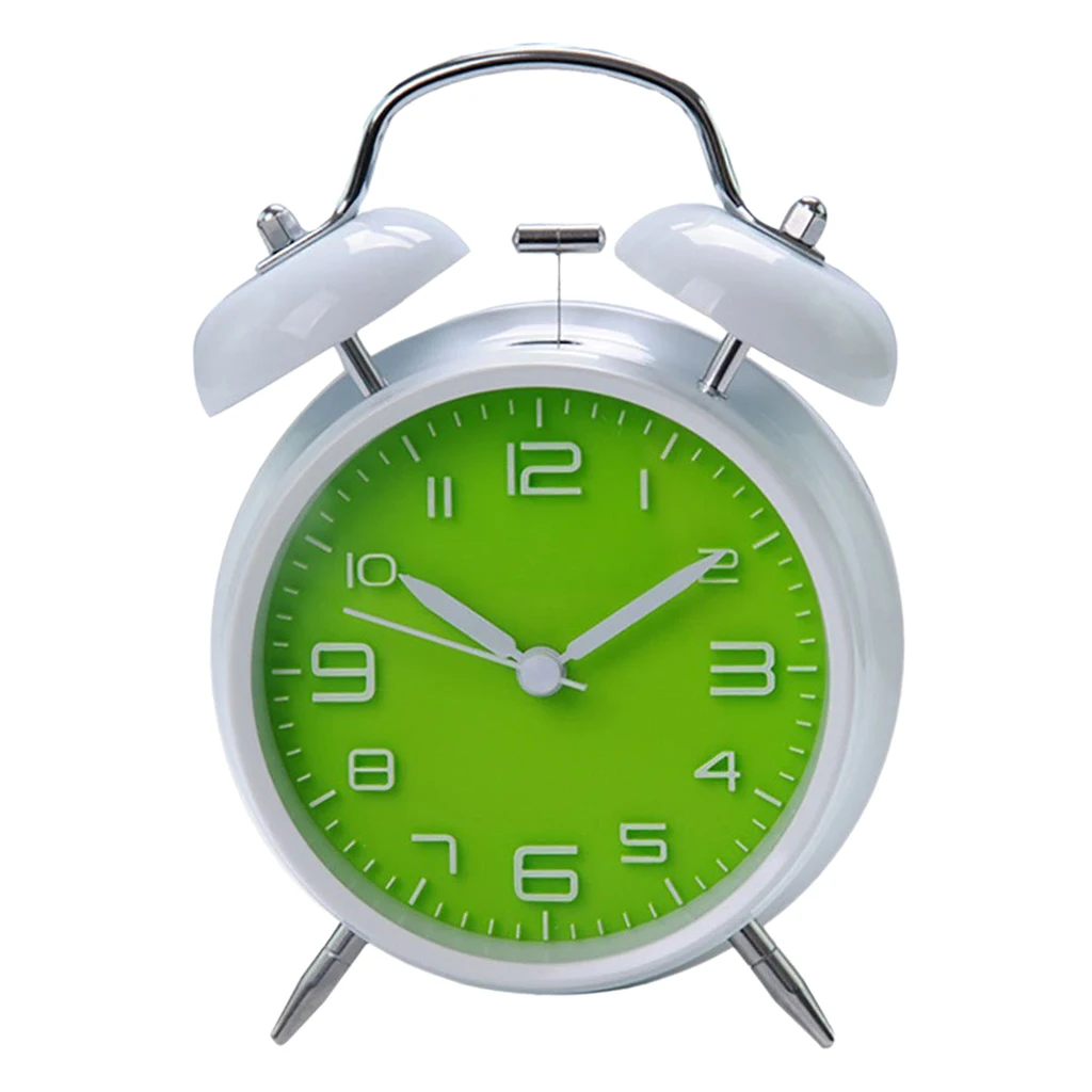 Classic Retro Twin Bell Silent Non-ticking Sweep Quartz Movement Loud Alarm Clock with Night Light for Bedroom Bedside Office