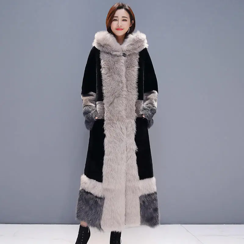 Winter Jacket Women Plus Velvet Warm Thick Long Fur Coat Female Elegant Long Sleeve Plus Size Winter Jacket Women Padded Q1703