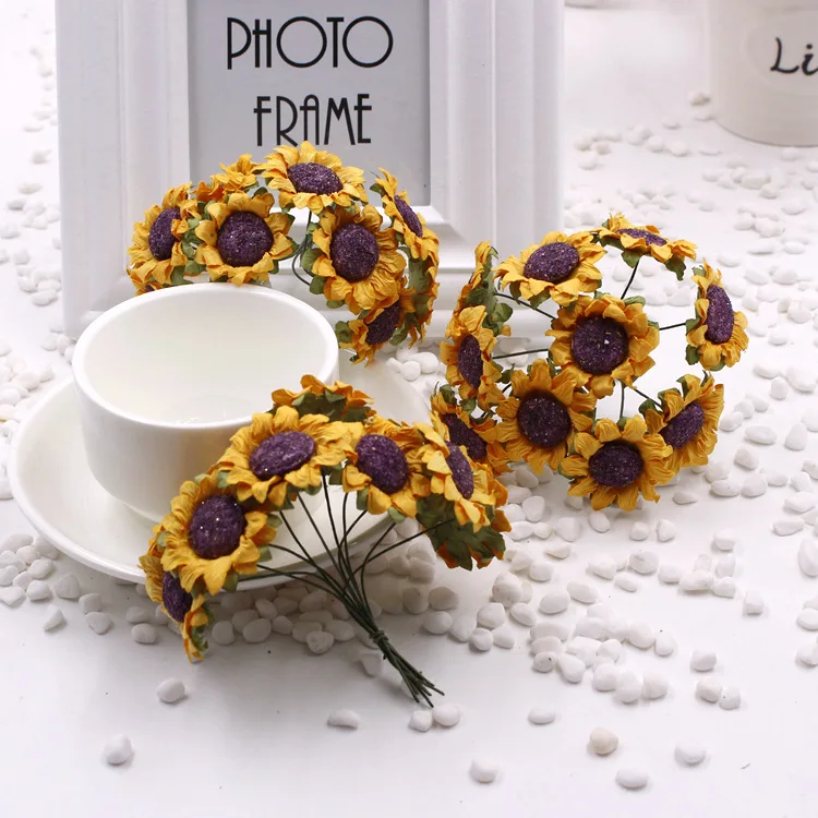 

10pcs Sunflower Artificial flower for Wedding scrapbook Decoration DIY wreaths craft Flowers wedding decoration