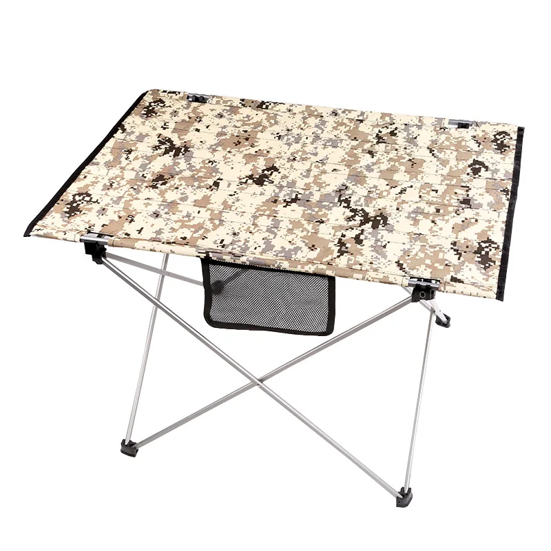 Outdoor Aluminum Alloy Camouflage Folding Table Barbecue and Chair Camping Portable Beach - Цвет: Brown