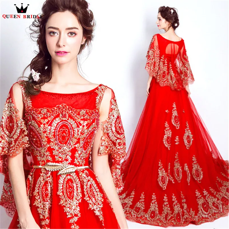 A-line Sequin Tulle Beaded Lace Crystal Red Luxury Long Evening Dresses Prom Party Dress Gowns Robe De Soiree NT42M | Свадьбы и