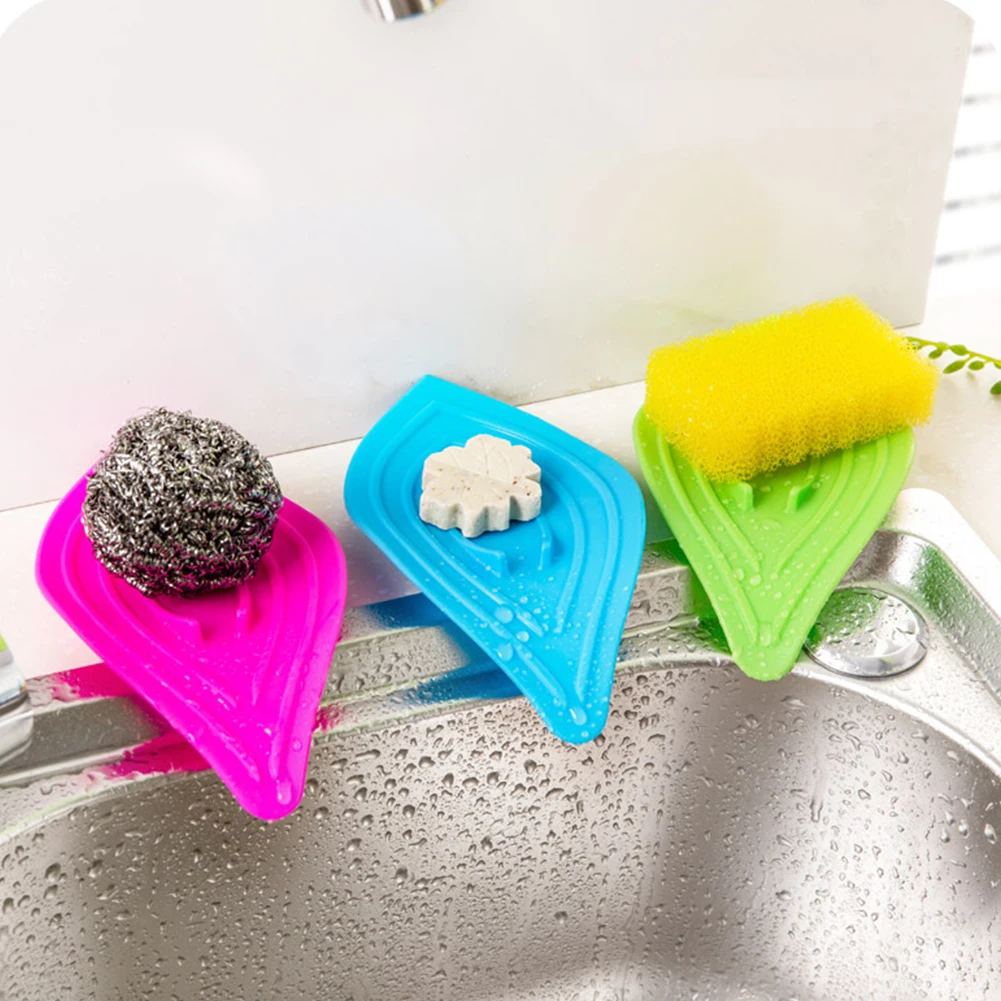 

Multifunctional Slip Ring Leaves Shaped Soap Box Drain Clean Soap Dishes Kitchen Sink Sponge Holder Household Gadget