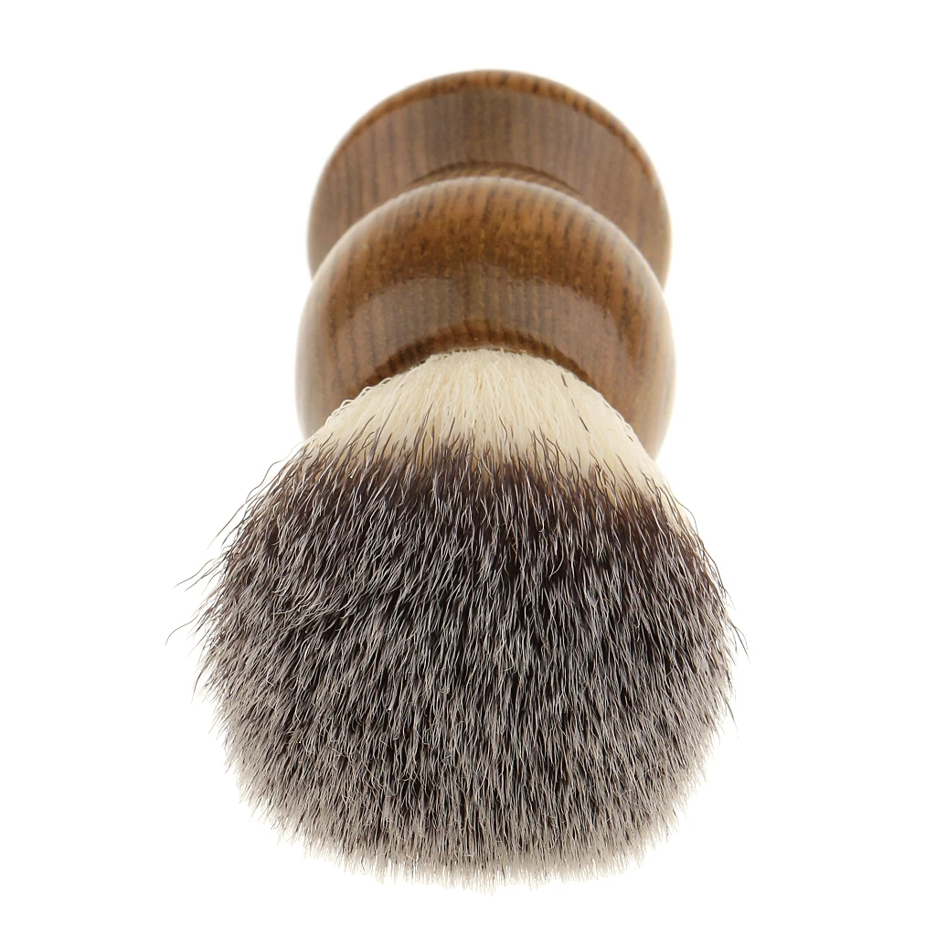 Set of 3 Pieces Natural Wood Shaving Brush + Stainless Steel Holder Stand Rack + Mens Shave Soap Cream Mug Bowl Set Kit