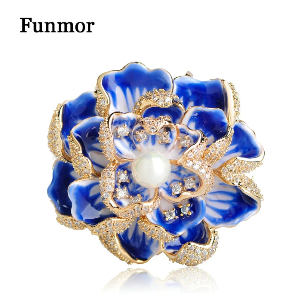 

Funmor Gorgeous Enamel Brooch Flower Copper Pins For Women Girls Wedding Banquet Decoration Accessories Bag Dress Ornaments Gift