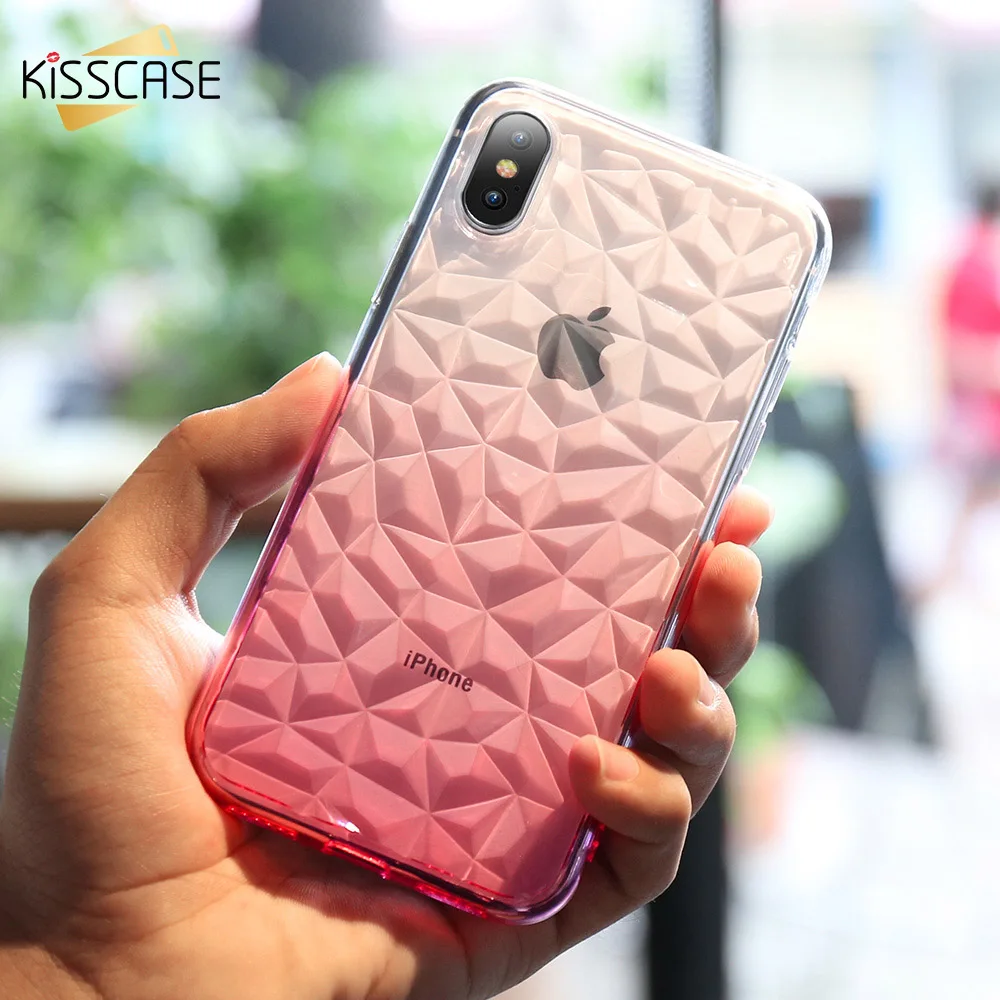 Прозрачный чехол KISSCASE из ТПУ для iPhone 5S 5 SE X с градиентным алмазным узором 6 6S 7 8 Plus 10