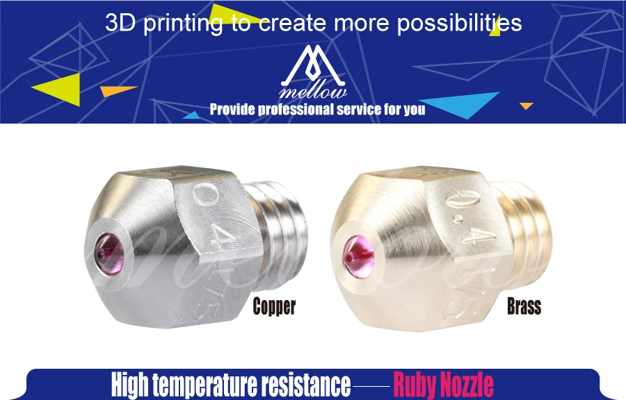 Bocal de Alta Compatível com Materiais Náilon para Ender Temperatura Mellow Rubi Especiais Petg Abs Pei Peek 3 Cr10 Mk8 Hotend 1.75mm 3 Cheap Peças e acessórios em 3D
