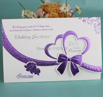 

Free Shipping - HI7003 Simple White Wedding Invitation Card with Hearts Design