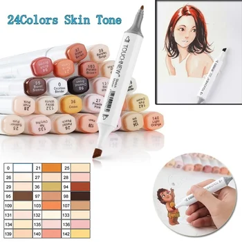 

24 Colors Skin Tone Set for Sketch Art Markers Artist Marker Pens Blendable Alcohol Pens for Portrait Illustration Drawing Pen