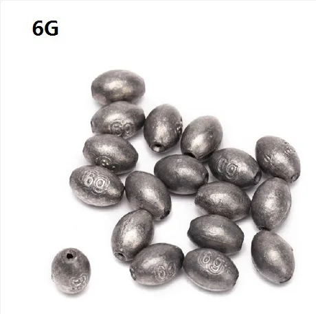 

50pcs Olive shape 6g fishing lead sinkers fishing accessories sinker