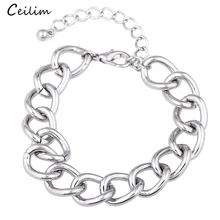 Простые Модные Серебряные Цвет Коренастый Ссылка Браслеты Для для женщин хип хоп Металл Снаряженная Цепь вечерние партия себе ювелирн