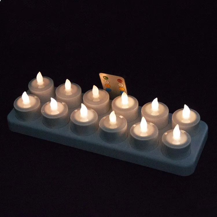 12pcs Remote controlled Rechargeable Flameless TeaLight