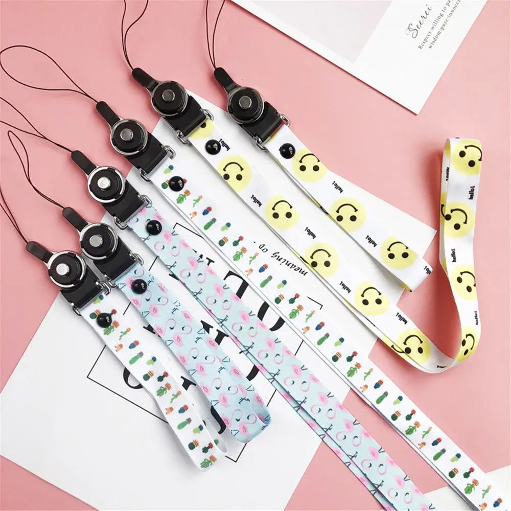 Neck Strap Lanyard Retractable Nurse Card Holder Office Badge Reel Phone Hang Rope Key Ring ID Card Badge Holder Cactus Flamingo