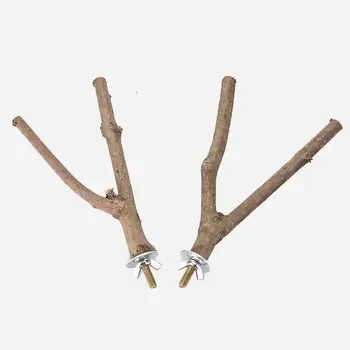 LanLan Pet Parrot Raw Wood Fork Stand Rack Toy Strong Perch Branch for Bird Cage-30 2