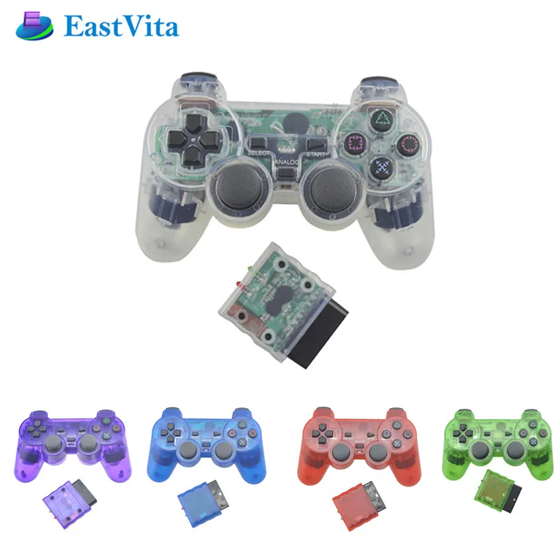 

EastVita Transparent Color Bluetooth Wireless Controller For Playstation 2 Gamepad 2.4G Vibration Controle For PS2 Joystick r30