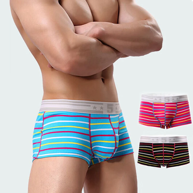 

Men Striped Underwear 3 Pcs/lot Mens Fashion Cotton Boxer Mens Boxers Shorts Hombre Cueca Masculina Underpants Sexy Boxers